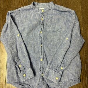 Zara Kids Gray Button Down Linen blend Shirt size 8